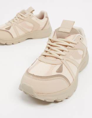 ASOS DESIGN Dawson lace up trainers in beige | ASOS