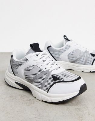 ASOS DESIGN – Dawson – Schnür-Sneaker in Weiß & Schwarz-Mehrfarbig