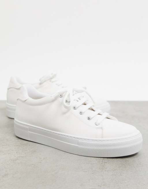 ASOS DESIGN - Day Time - Sneakers flatform stringate con suola spessa bianche