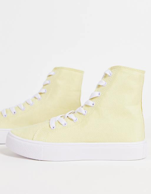 ASOS DESIGN - Daz - High top-sneakers i gul kanvas 
