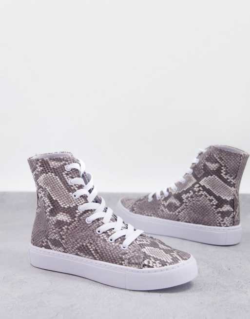ASOS DESIGN - Daz - High top-sneakers i slangeskindsmønster