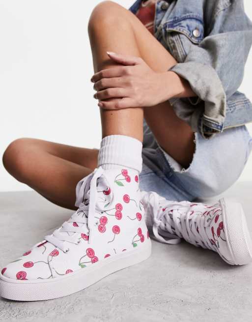 FhyzicsShops DESIGN - Daz - Hoge sneakers van canvas met kersenprint