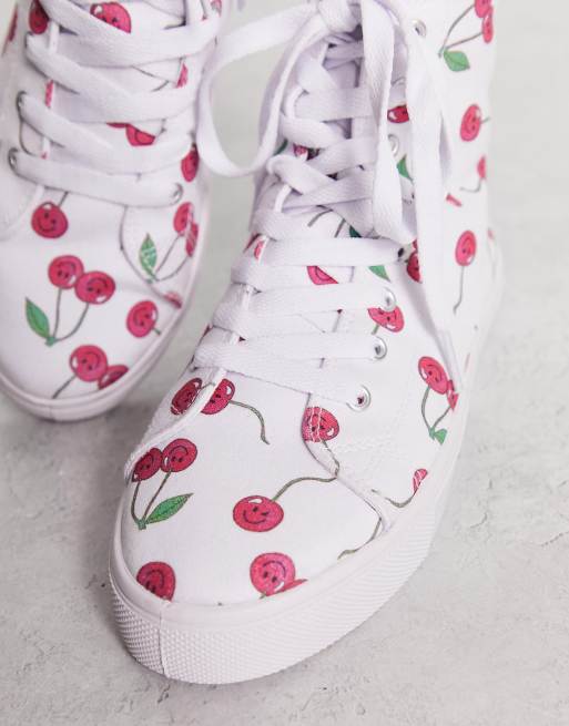 ASOS DESIGN - Daz - Hoge sneakers van canvas met kersenprint, 3 van 4