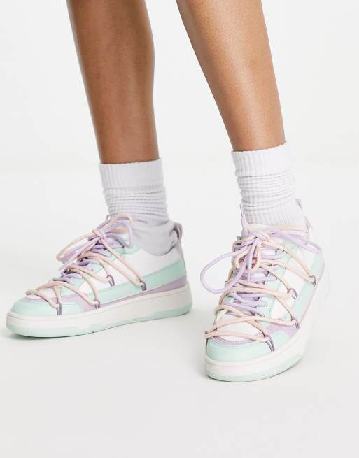 ASOS DESIGN Daze Baskets de skate lacets M lange pastel ASOS