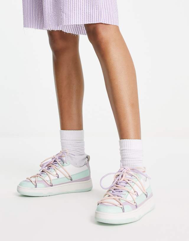 ASOS DESIGN Daze multi lace skater sneakers in pastel mix