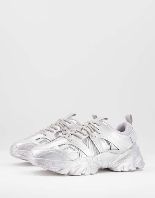 ASOS DESIGN sneakers in metallic silver