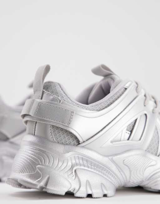 ASOS DESIGN sneakers in metallic silver