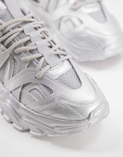 ASOS DESIGN trainers in metallic silver