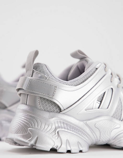  Trainers/Dazed chunky trainers in silver metallic 