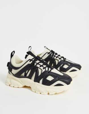 ASOS DESIGN - Dazed - Sneaker mit dicker Sohle in Beige und Schwarz-Neutral