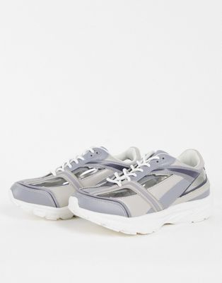 ASOS DESIGN Deane lace-up trainers in grey/clear - ASOS Price Checker