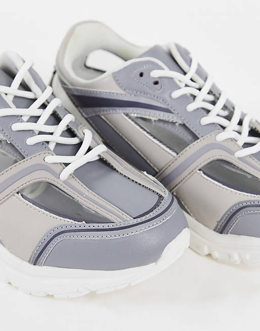 Women Trainers/Deane lace up trainers in grey/clear 
