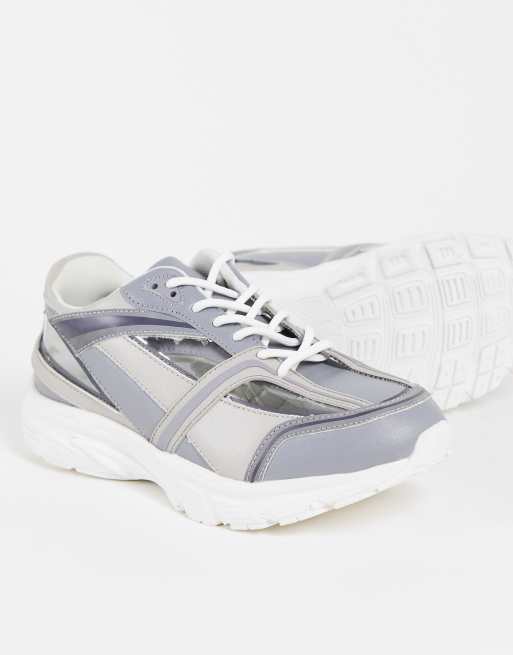 ASOS DESIGN – Deane – Szaro-przezroczyste sznurowane buty sportowe, 4 z 4