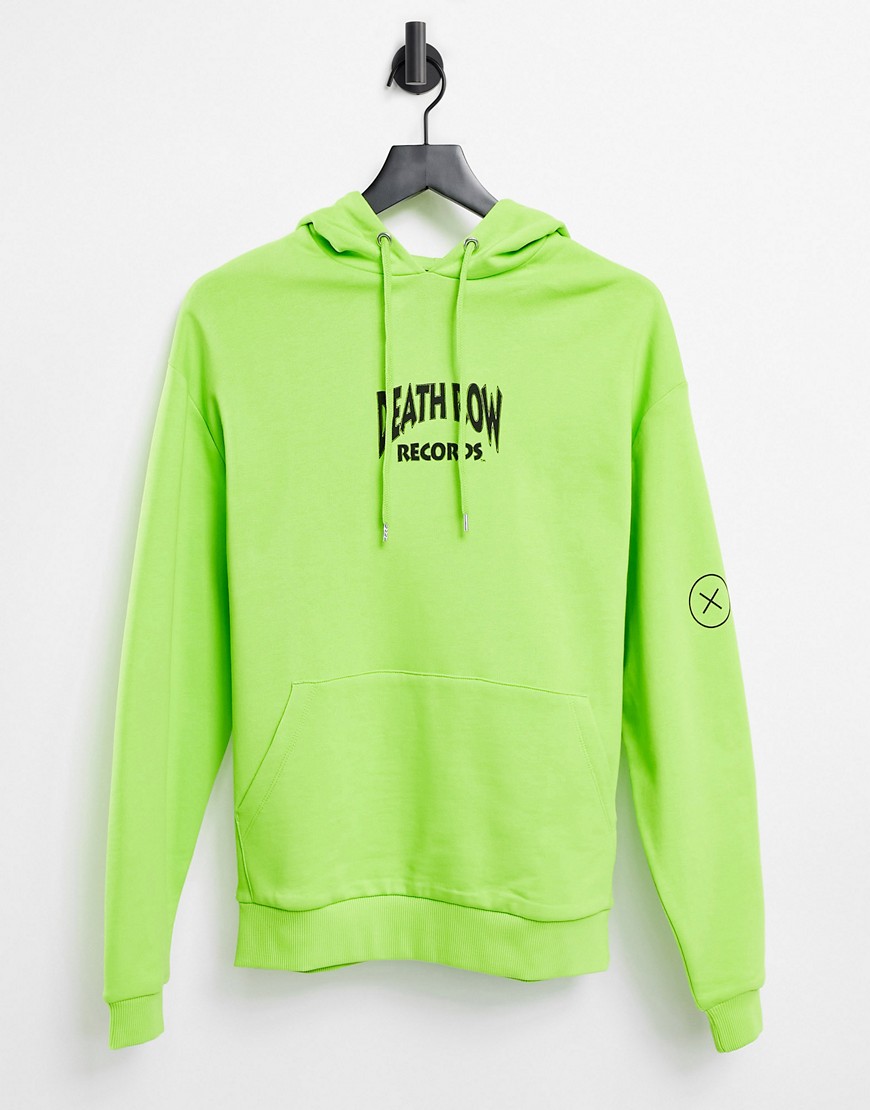ASOS DESIGN 'Death Row Records' hoodie in green