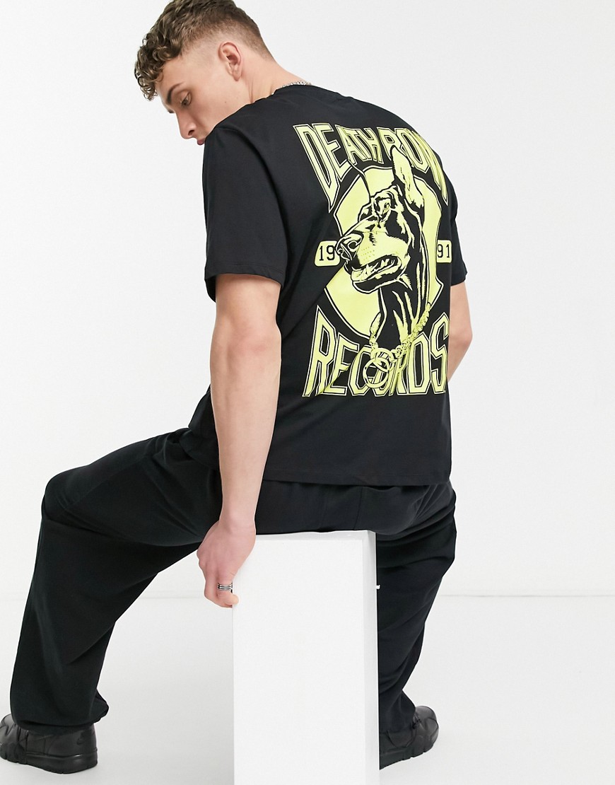 ASOS DESIGN Death Row Records print T-shirt in black