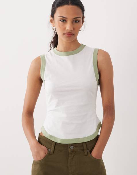 ASOS DESIGN - Débardeur à bords contrastants - Écru et menthe - view 1