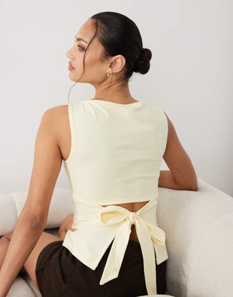 ASOS DESIGN - Débardeur à encolure bateau et liens dans le dos - Jaune - view 1