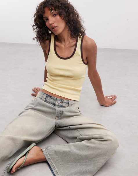 ASOS DESIGN - Débardeur à encolure dégagée et liserés contrastants - Babeurre - view 1