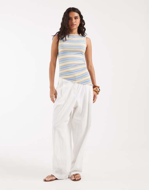 ASOS DESIGN - Débardeur asymétrique en maille transparente à rayures, 3 de 4