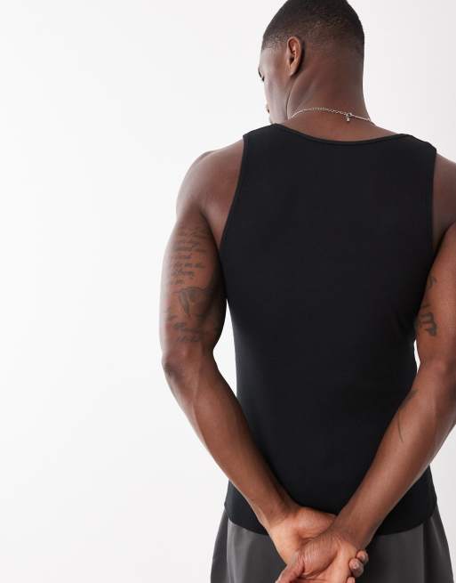 ASOS DESIGN - Débardeur basique moulant et côtelé à encolure carrée - Noir, 2 de 5