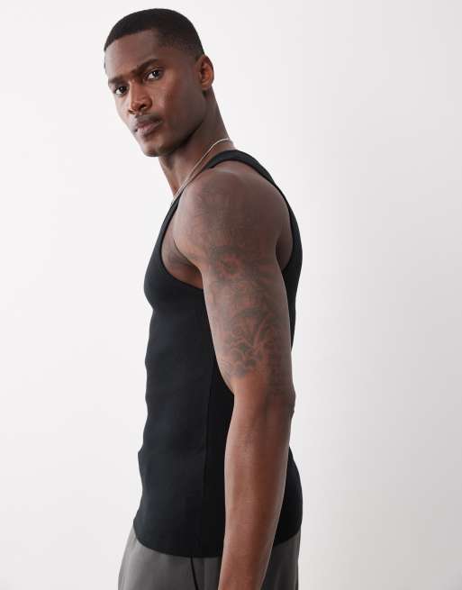 ASOS DESIGN - Débardeur basique moulant et côtelé à encolure carrée - Noir, 5 de 5