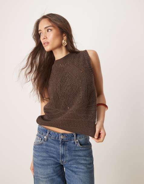 ASOS DESIGN - Débardeur chunky en maille - Chocolat - view 1