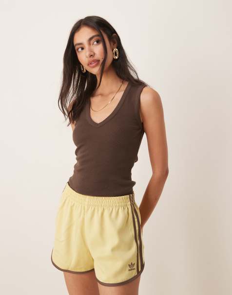 ASOS DESIGN - Débardeur côtelé à col en V - Chocolat - view 1
