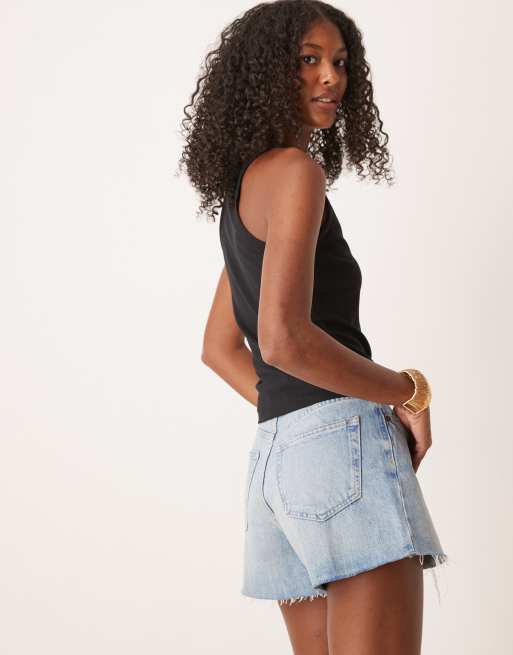 ASOS DESIGN - Débardeur côtelé avec détail métallique doré - Noir, 3 de 4