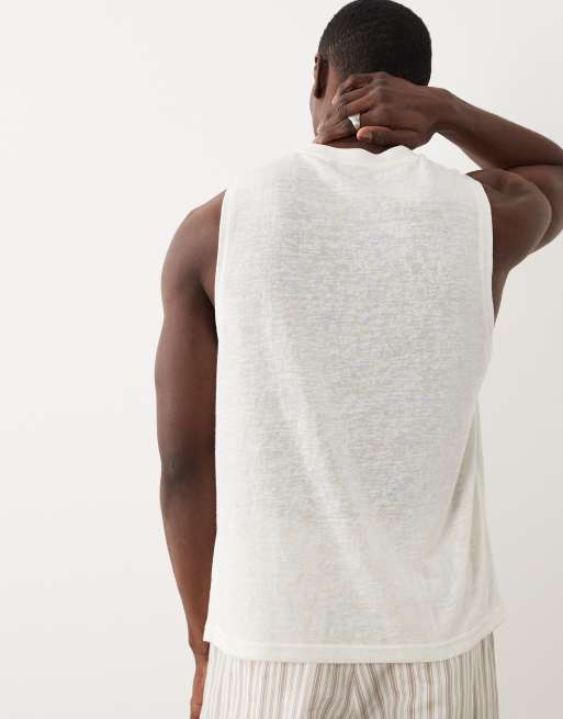 ASOS DESIGN débardeur coupe regular aspect lin écru, 3 de 5