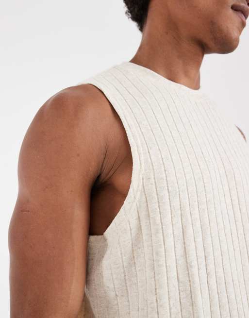 ASOS DESIGN - Débardeur décontracté aspect lin côtelé - Beige, 3 de 5
