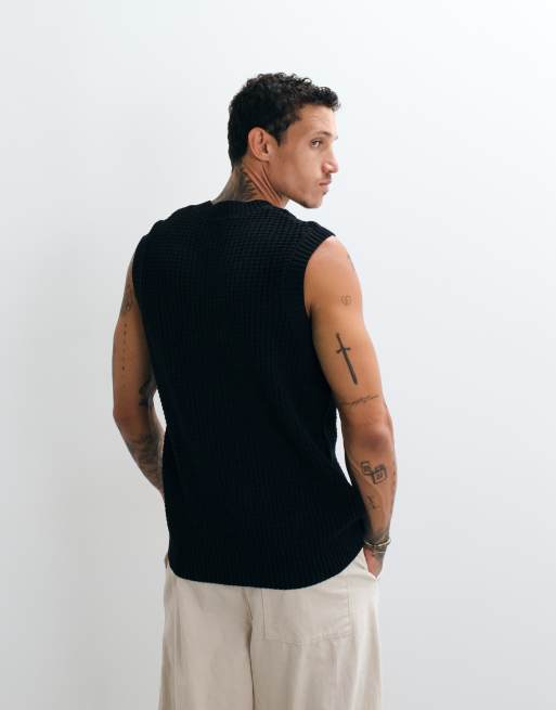 ASOS DESIGN - Débardeur décontracté en maille gaufrée - Noir, 5 de 5