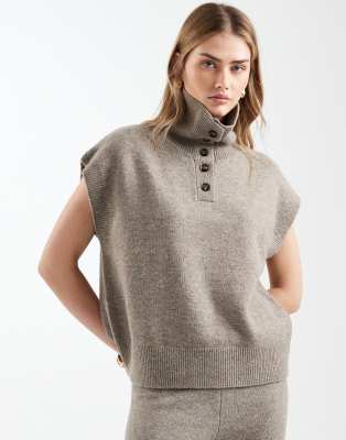 ASOS DESIGN - Débardeur d'ensemble à col cheminée - Moka-Brown