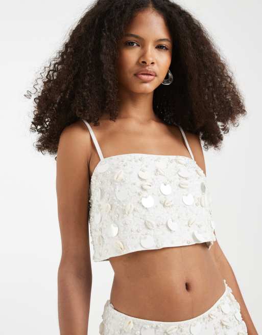 ASOS DESIGN - Ensemble avec mini-jupe virevoltante à ornements et débardeur - Blanc, 3 de 3