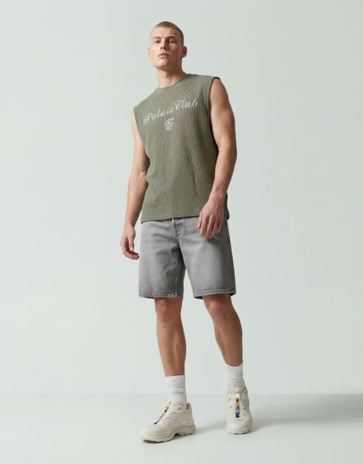 ASOS DESIGN - Débardeur d'ensemble oversize en tissu gaufré ultra épais avec inscription au dos - Vert, 10 de 12