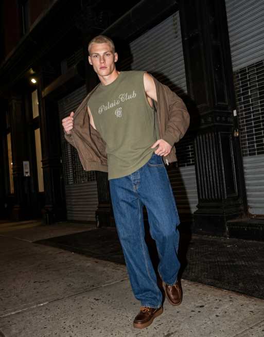 ASOS DESIGN - Débardeur d'ensemble oversize en tissu gaufré ultra épais avec inscription au dos - Vert, 11 de 12