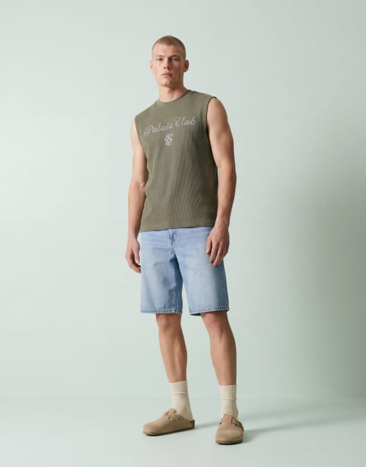 ASOS DESIGN - Débardeur d'ensemble oversize en tissu gaufré ultra épais avec inscription au dos - Vert, 9 de 12