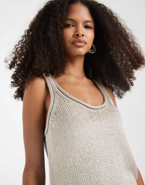 ASOS DESIGN - Débardeur effet métallisé à bords échancrés - Neutre - view 1