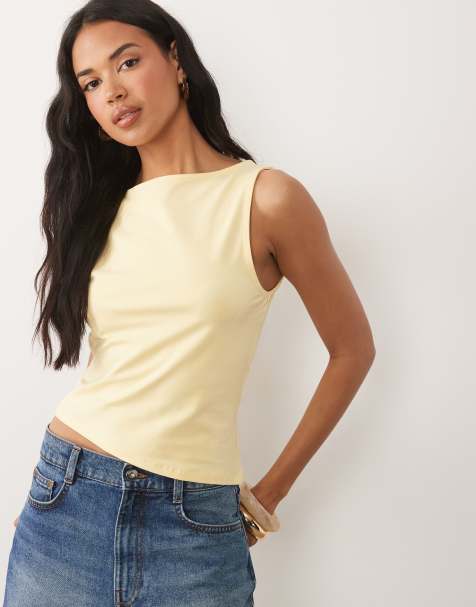 ASOS DESIGN - Débardeur en coton à ourlet asymétrique - Jaune - view 1