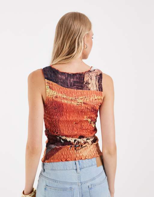 ASOS DESIGN - Débardeur en jersey froncé à imprimé route style western, 3 de 4