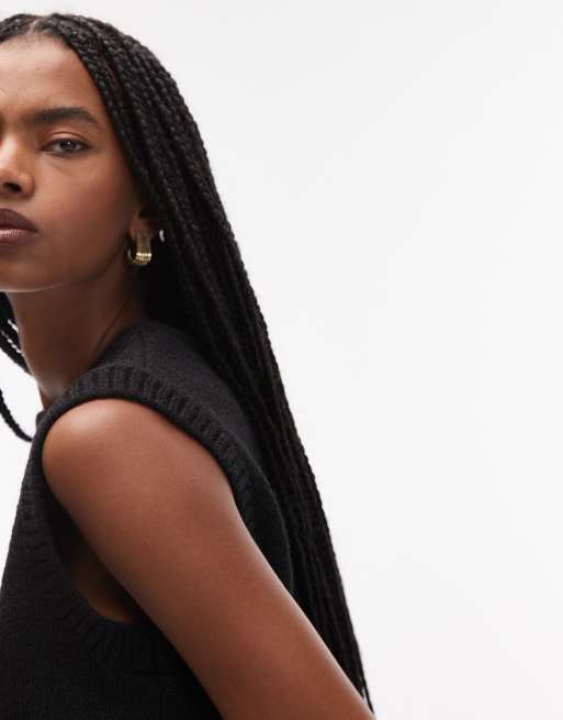 ASOS DESIGN - Débardeur en laine mélangée avec bord en dentelle - Noir, 3 de 4