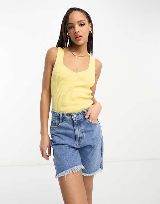 ASOS DESIGN - Débardeur en maille à col en V - Jaune