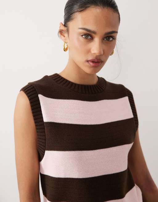 ASOS DESIGN - Débardeur en maille à rayures - Rose, 3 de 4