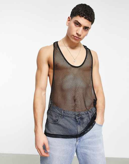 ASOS DESIGN Débardeur en résille à dos nageur Noir ASOS