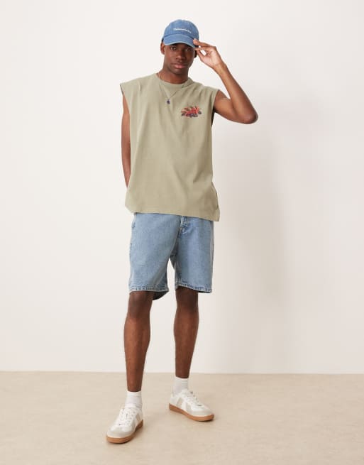 ASOS DESIGN - Débardeur épais oversize à imprimé fruits - Kaki délavé, 2 de 4