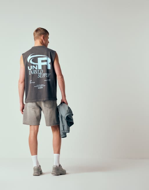 ASOS DESIGN - Débardeur épais oversize à inscription - Gris délavé, 3 de 7