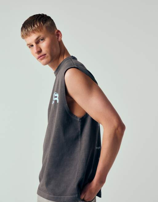 ASOS DESIGN - Débardeur épais oversize à inscription - Gris délavé, 4 de 7