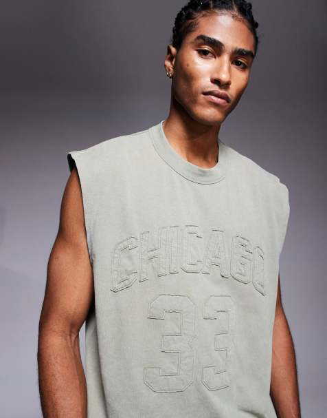 ASOS DESIGN - Débardeur épais oversize à motif ville - Kaki délavé - view 1