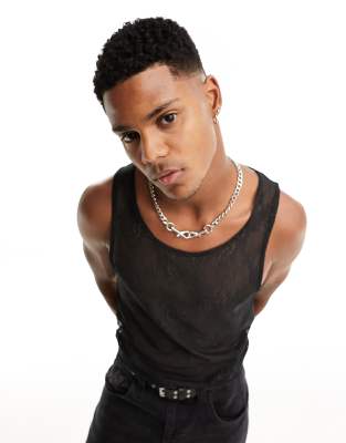 ASOS DESIGN muscle fit vest in black lace with scoop neck - ASOS Price Checker