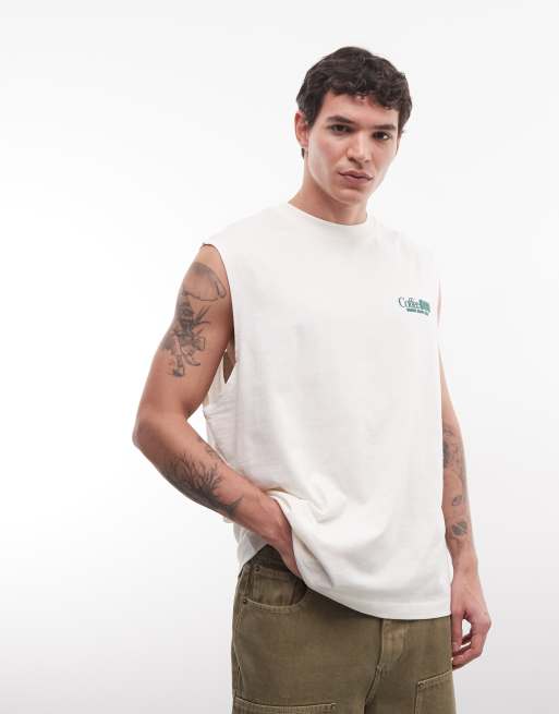 ASOS DESIGN - Débardeur oversize à imprimé café - Blanc cassé, 3 de 5