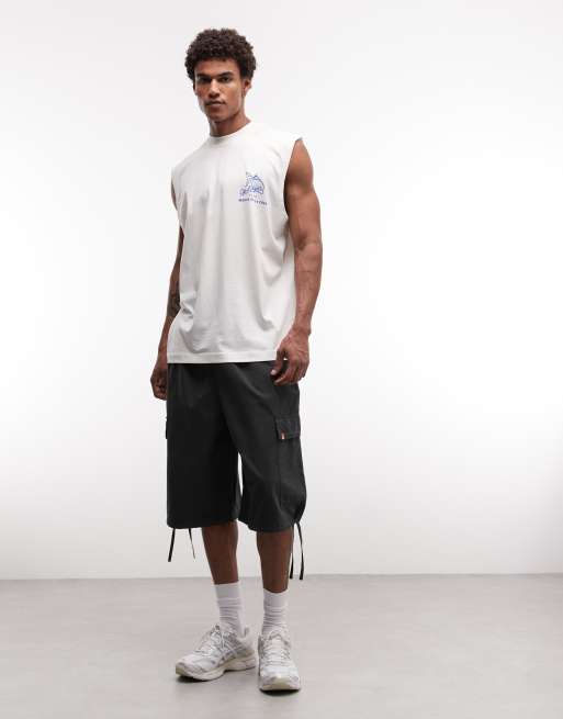 ASOS DESIGN - Débardeur oversize à imprimé Côte d'Azur - Crème, 3 de 5